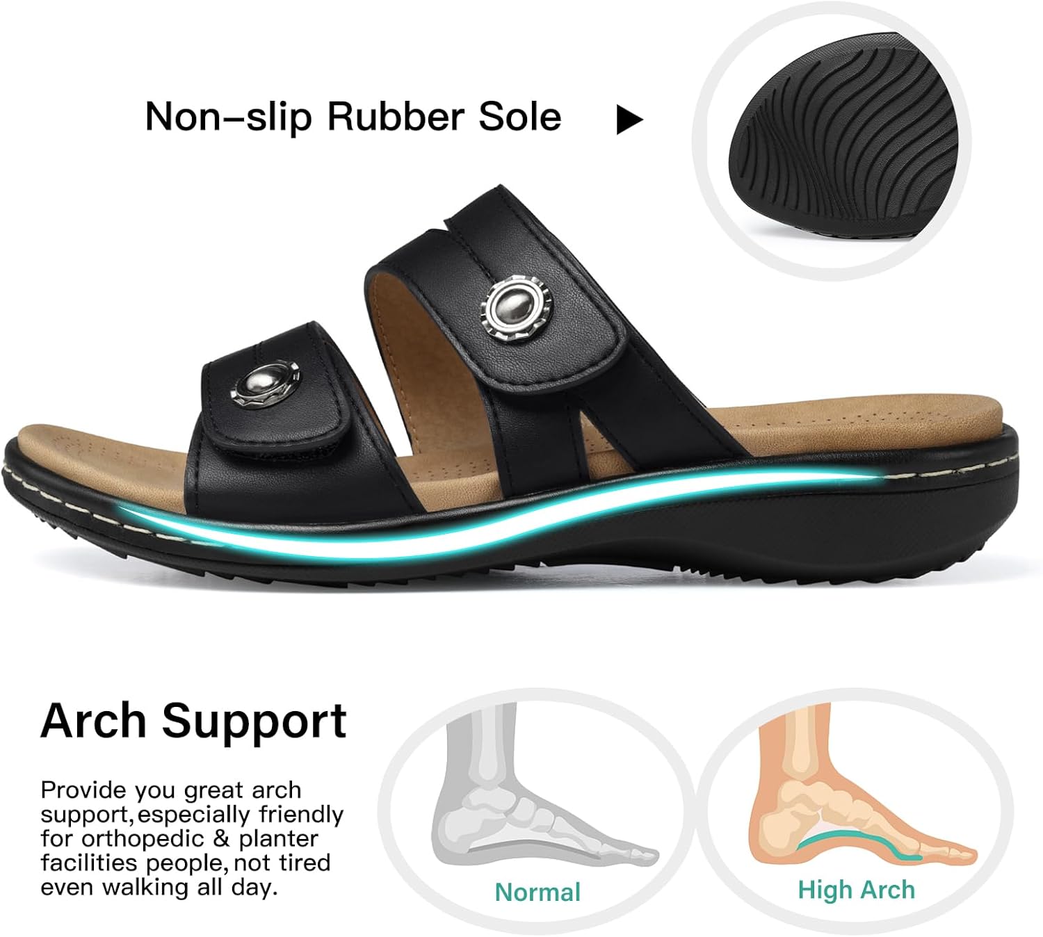 Thumbnail 3 de SHIBEVER Flat Sandals Women Dressy: Non Slip, Arch Support & Orthopedic Comfort