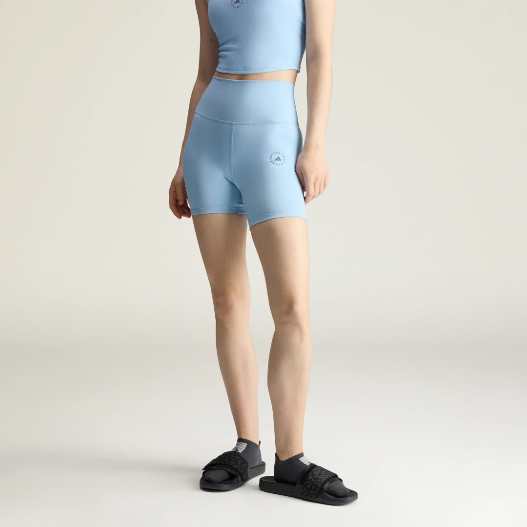 Detalle de Mallas cortas adidas By Stella McCartney Yoga – color Azul
