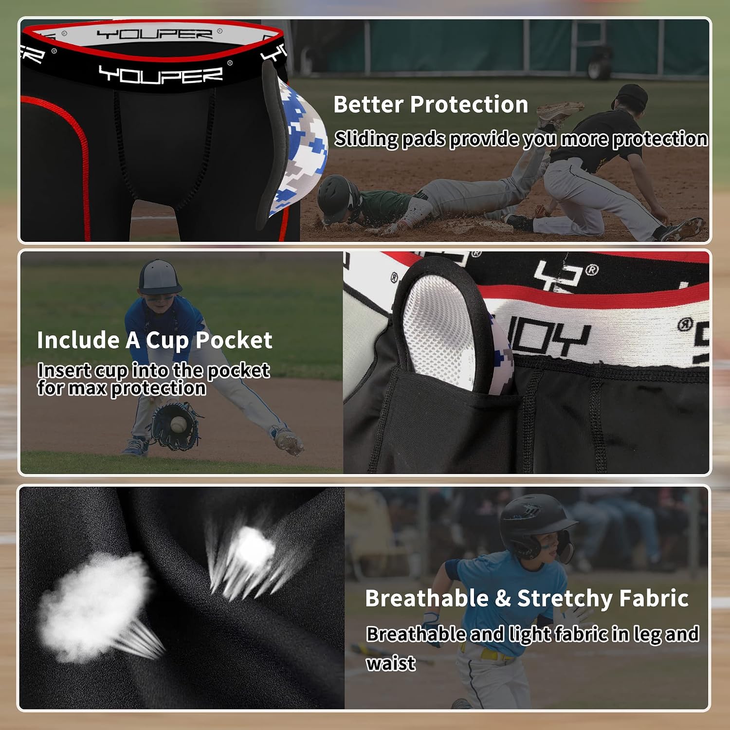 Thumbnail 2 de Youth sliding shorts with padded protection