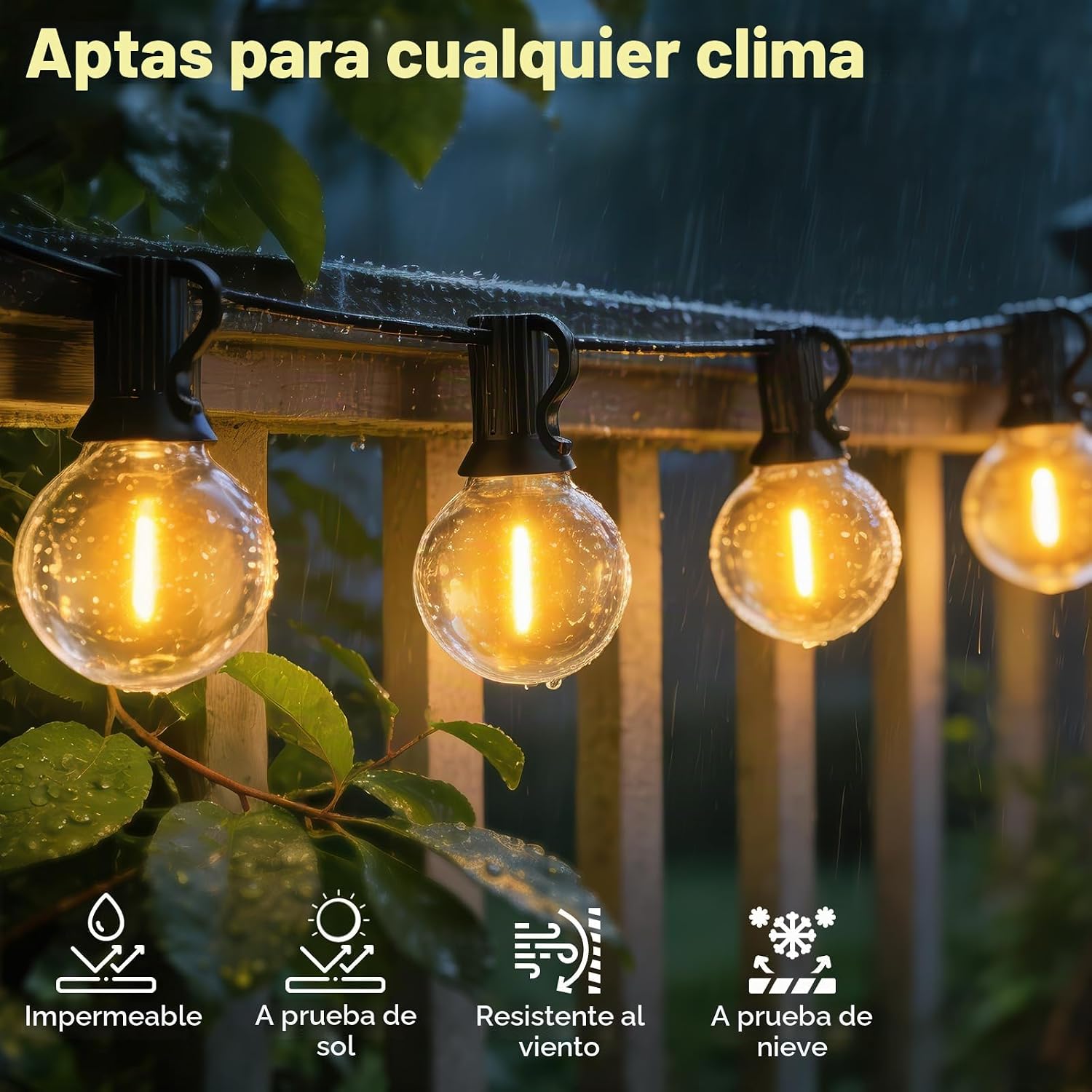 Thumbnail 3 de Guirnalda Luces Exterior 30M de BokiHuk: regulable, impermeable y con mando (50+2 bombillas) para terraza y eventos