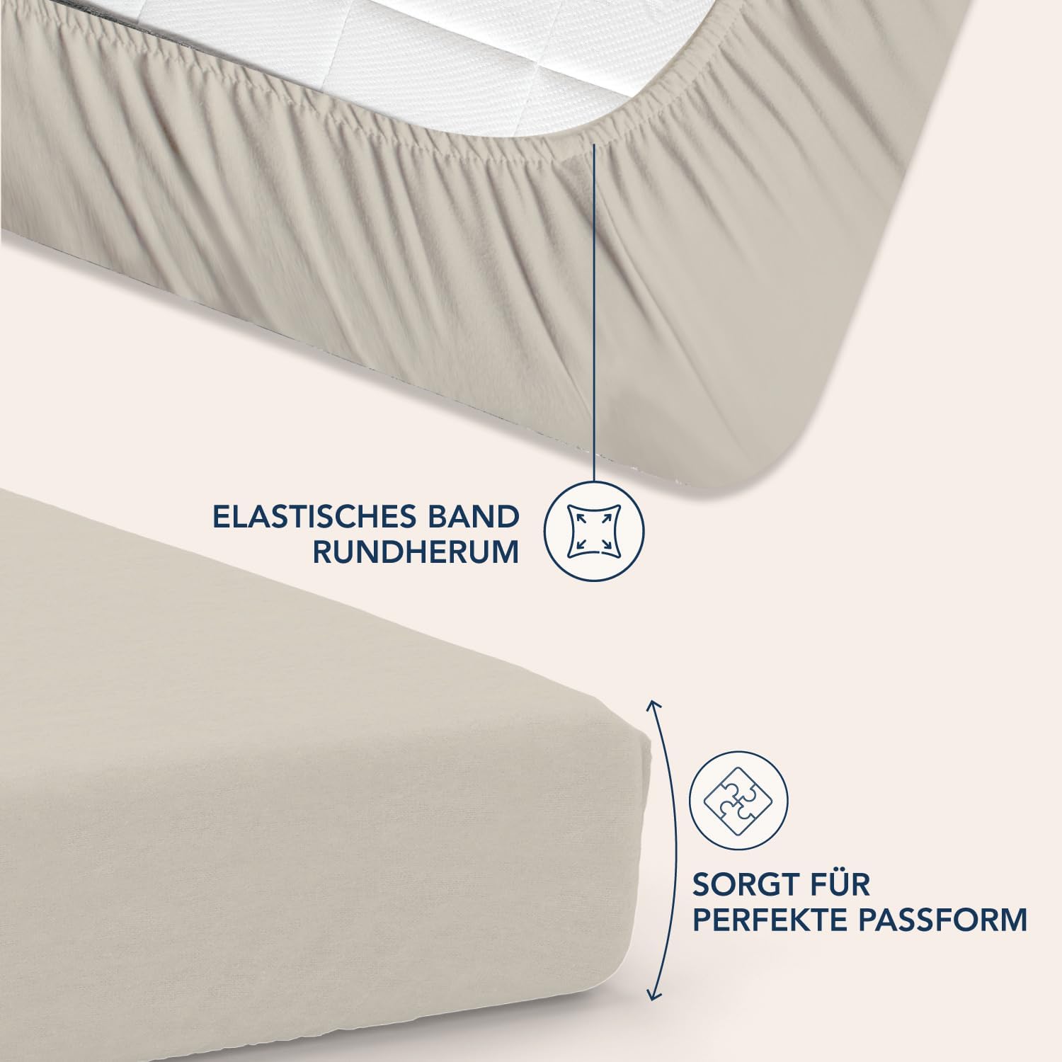 Detalle de Dreamzie Spannbettlaken 180x200 cm – 35 cm Tiefe Tasche, 100% Mikrofaser, Oeko-Tex, Beige