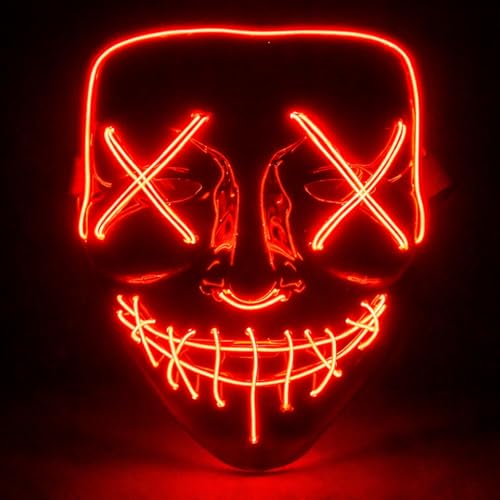 Detalle de TK Gruppe Timo Klingler maschera horror rossa a LED con 3 effetti luminosi