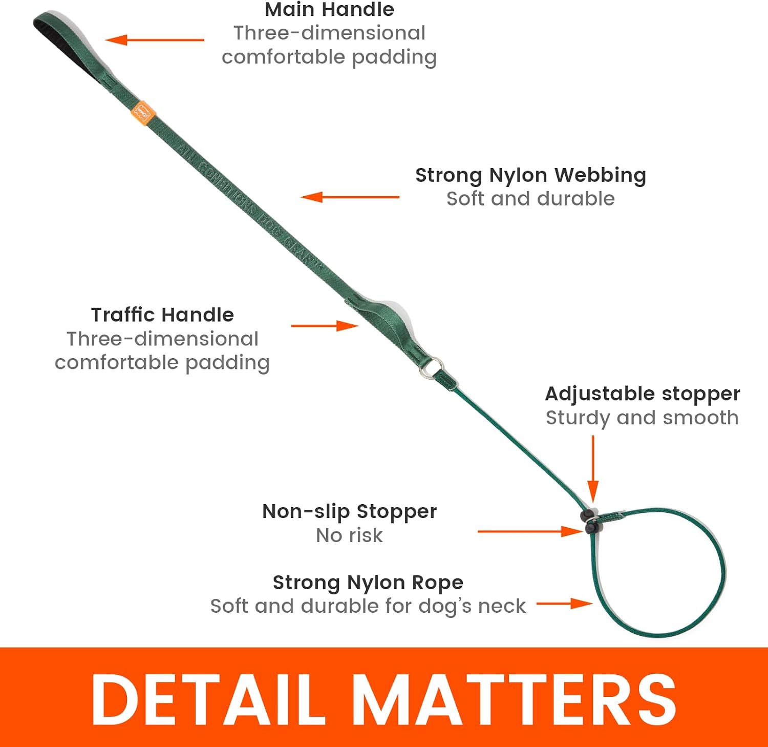 Thumbnail 4 de HOWGO padded slip lead dog leash (training no-pull), green, 5ft