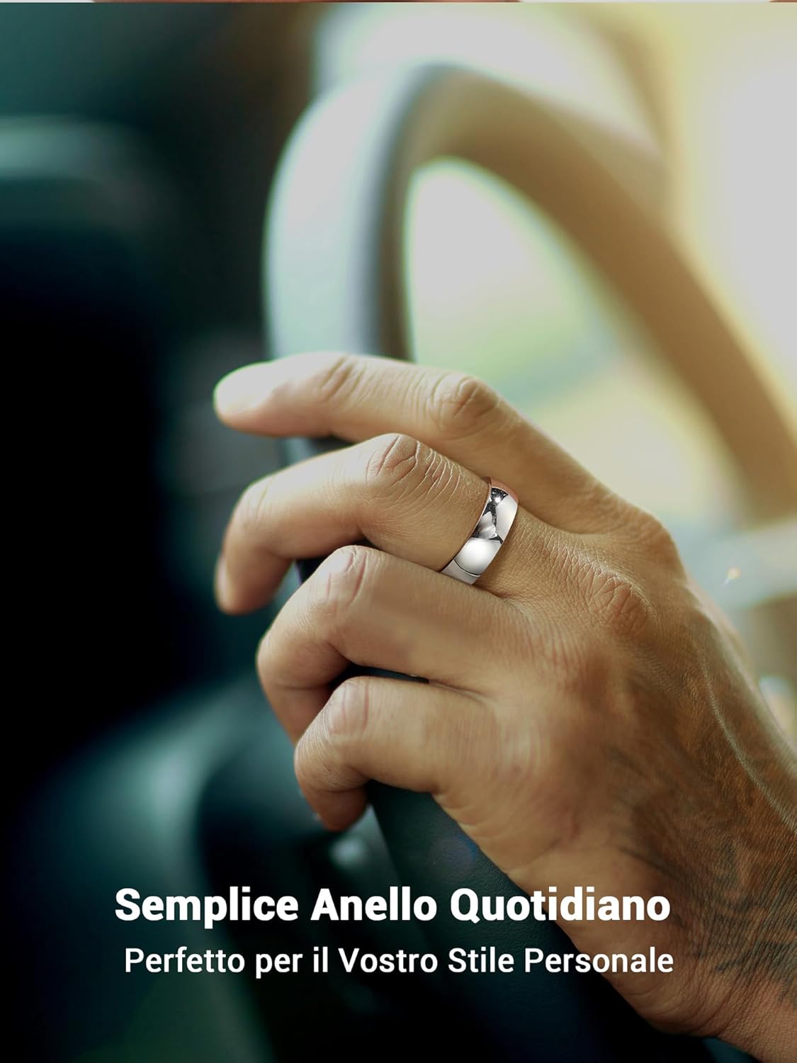 Thumbnail 1 de Anello unisex PROSTEEL in acciaio inox con incisione personalizzabile, finitura sabbiata (oro 18K placcato o nero) – confezione regalo