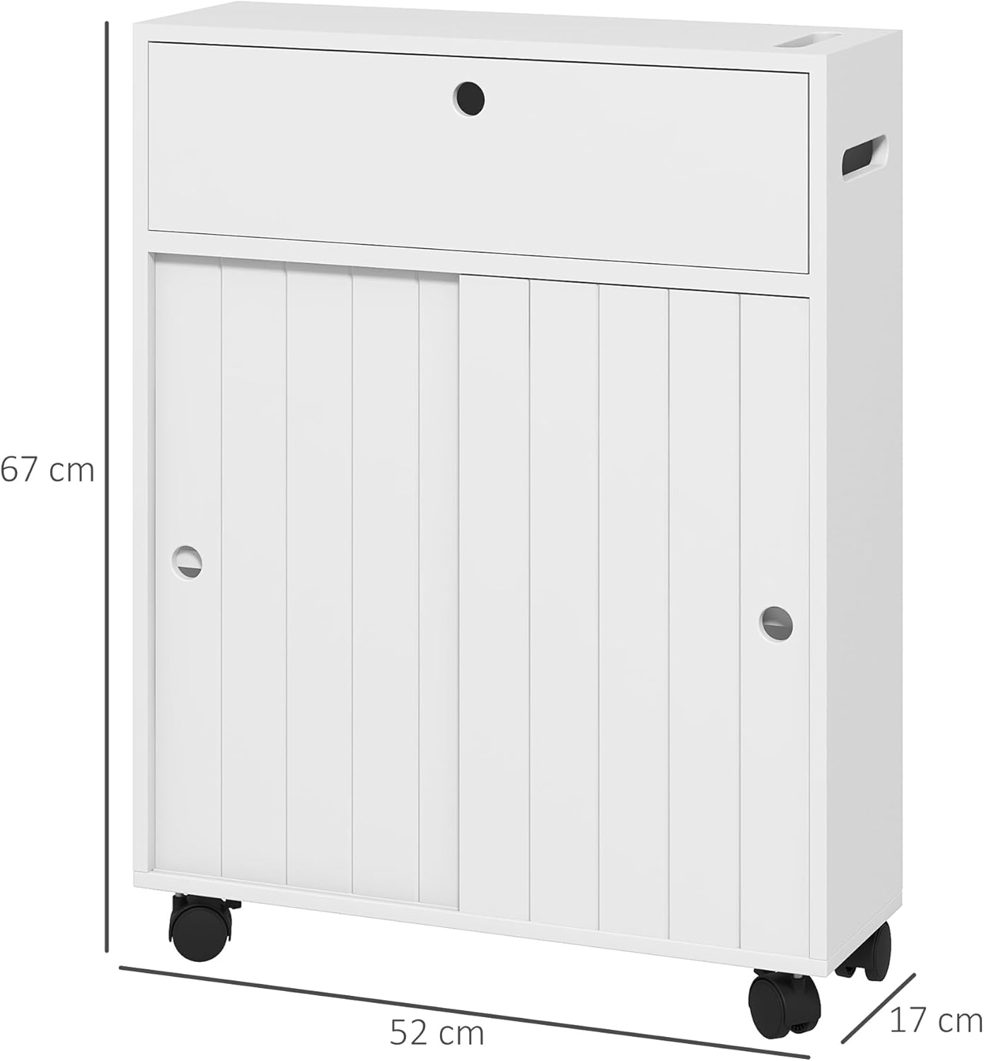 Thumbnail 2 de Kleankin Meuble de Rangement Salle de Bain – Meuble WC à portes coulissantes, 52 x 17 x 67 cm, Blanc