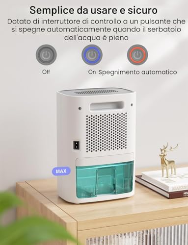 Detalle 2 de CLEVAST Piccolo deumidificatore: compatto, silenzioso e pratico per casa