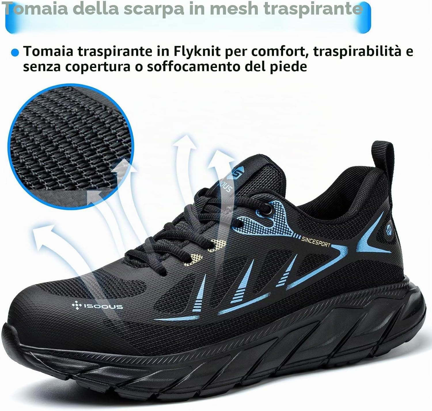 Thumbnail 5 de Scarpe Antinfortunistiche ISOOUS da Uomo leggere con punta in acciaio antiscivolo (blu)
