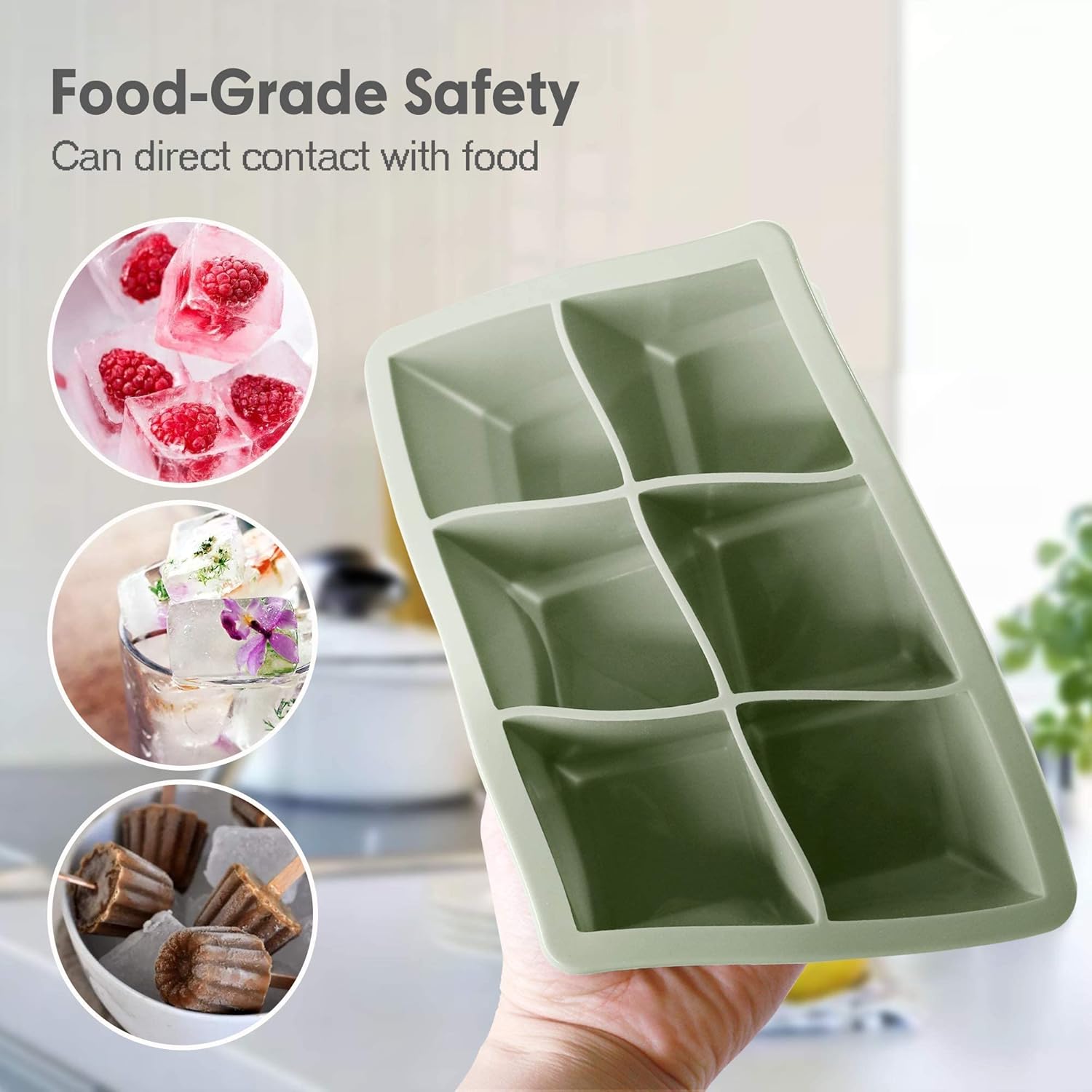 Thumbnail 5 de Excnorm Silicone Ice Cube Trays (3-Pack) — Large Flexible Square Ice Molds with Removable Lids