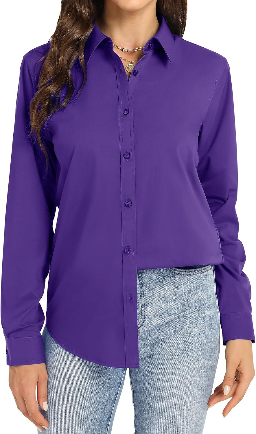 Detalle de J.VER Damen-Bluse aus Baumwolle (95% Baumwolle/5% Elasthan), bügelfrei, Langarm – Business & Freizeit