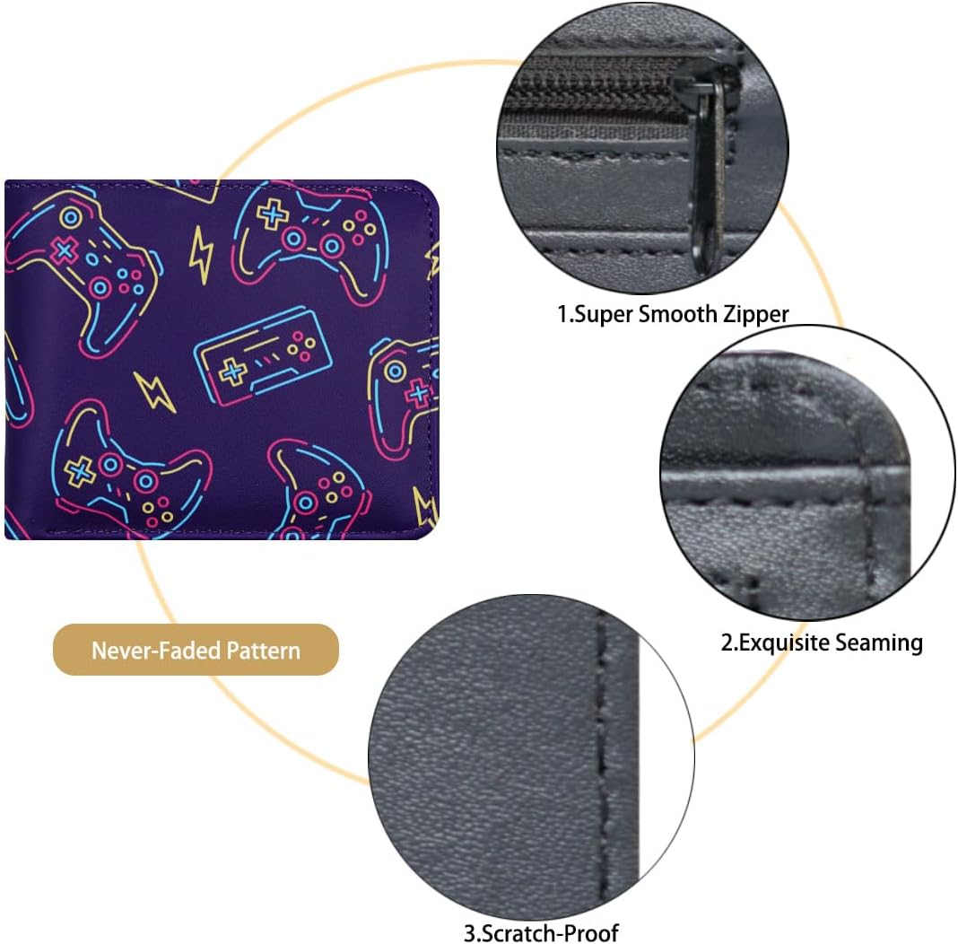 Detalle de Sundee Bi-Fold Wallet for Men and Teen Boys – Gamepad Blue Leather Purse