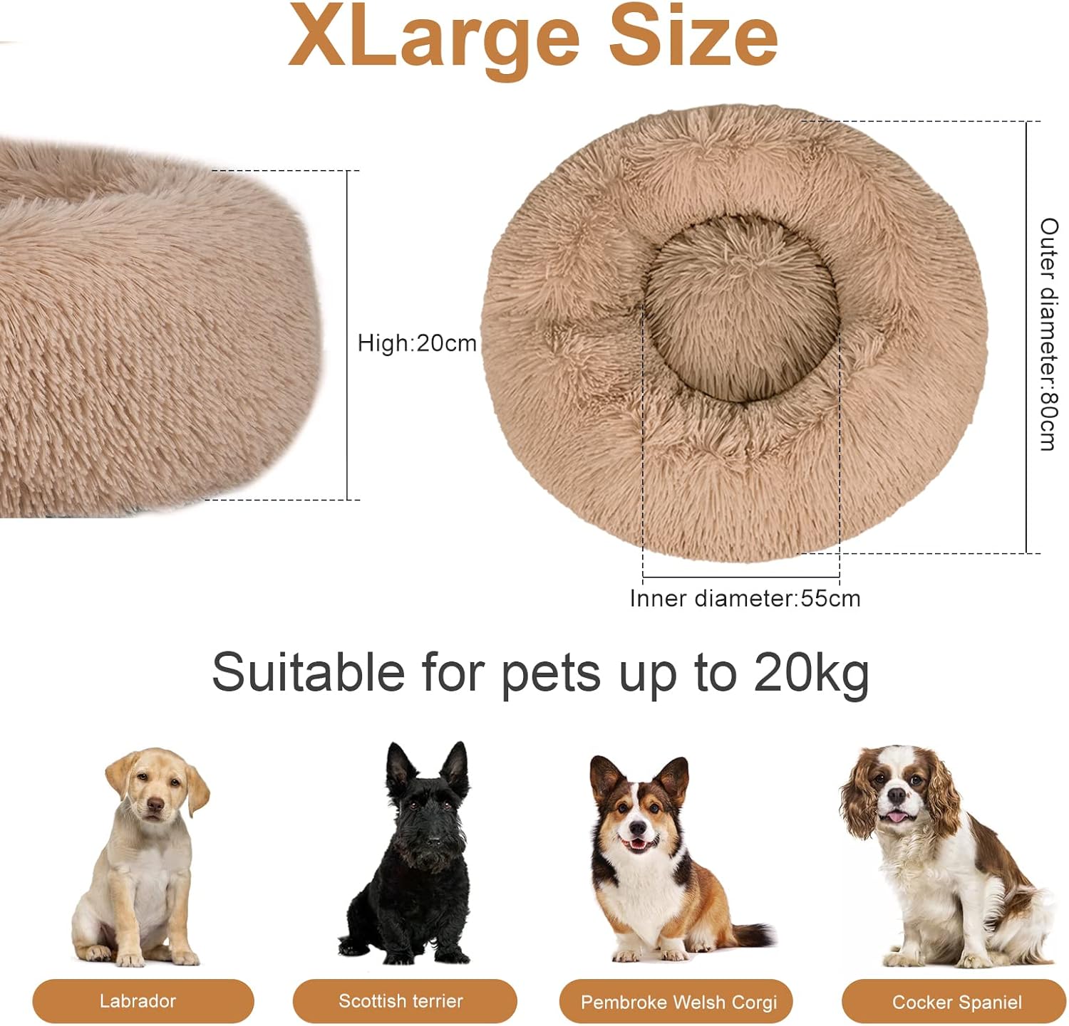 Thumbnail 1 de Moistu Moistu XL Dog Bed Donut Washable – 80cm round calming cushion with non-slip base