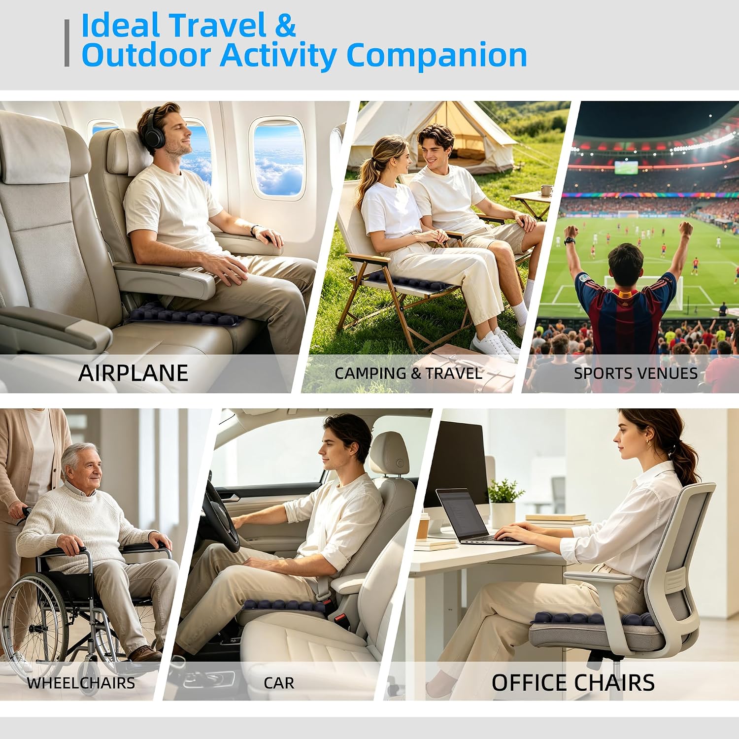 Thumbnail 5 de sodurue UIU-969 Inflatable Travel Cushion with 49 Air Cells and Built-In Pump
