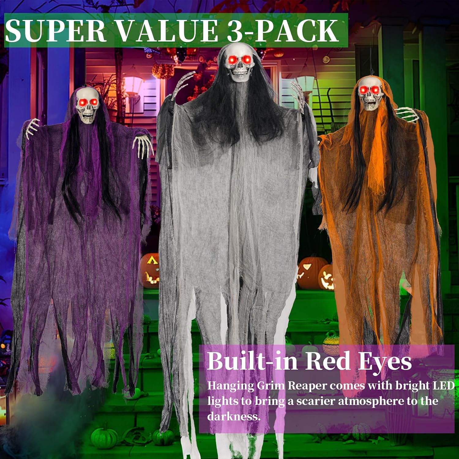 Thumbnail 1 de Hanging Halloween Ghost Decorations, 3-Pack