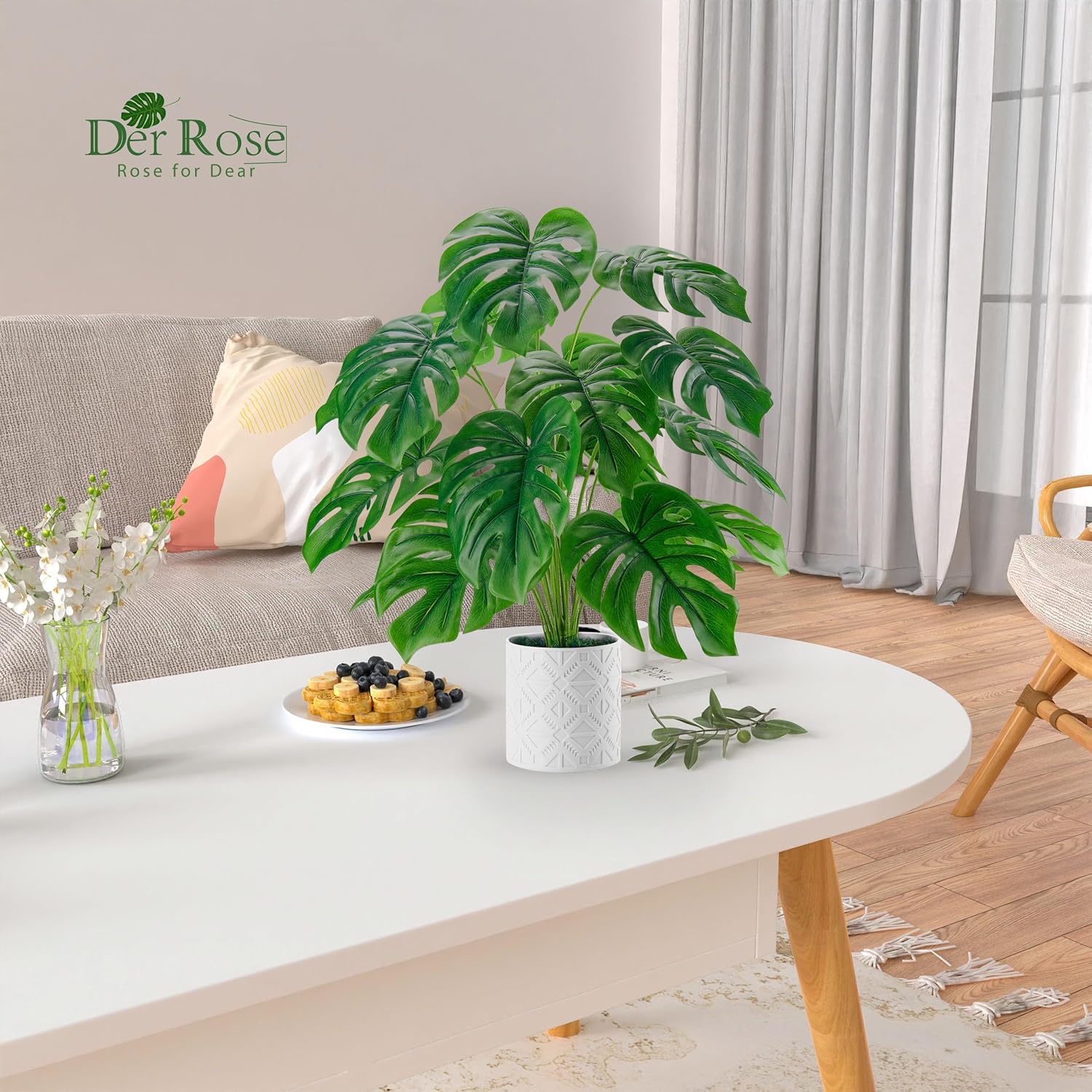Detalle de Der Rose Plantes Artificielles Intérieur Monstera en Pot – 71 cm × 56 cm, Décoration Durable et Facile d’Entretien