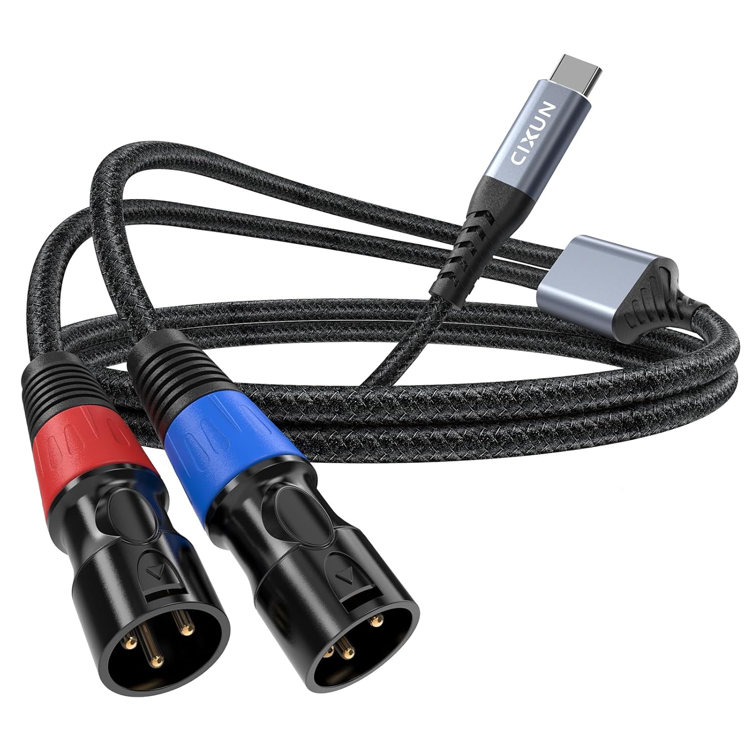 CIXUN câble USB‑C vers double XLR (mâle) avec DAC 32 bits/384 kHz, tressé, sortie audio