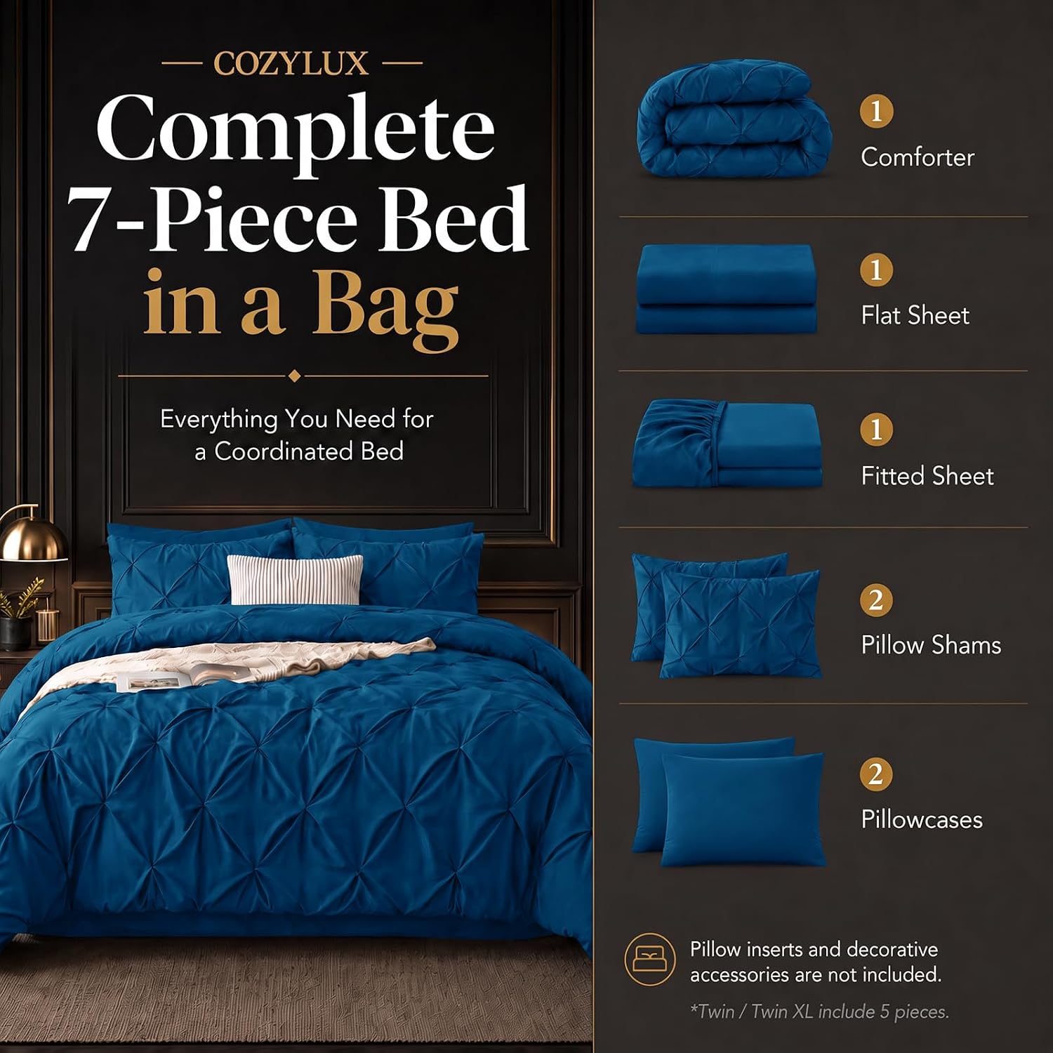 Detalle de CozyLux comforter set, King