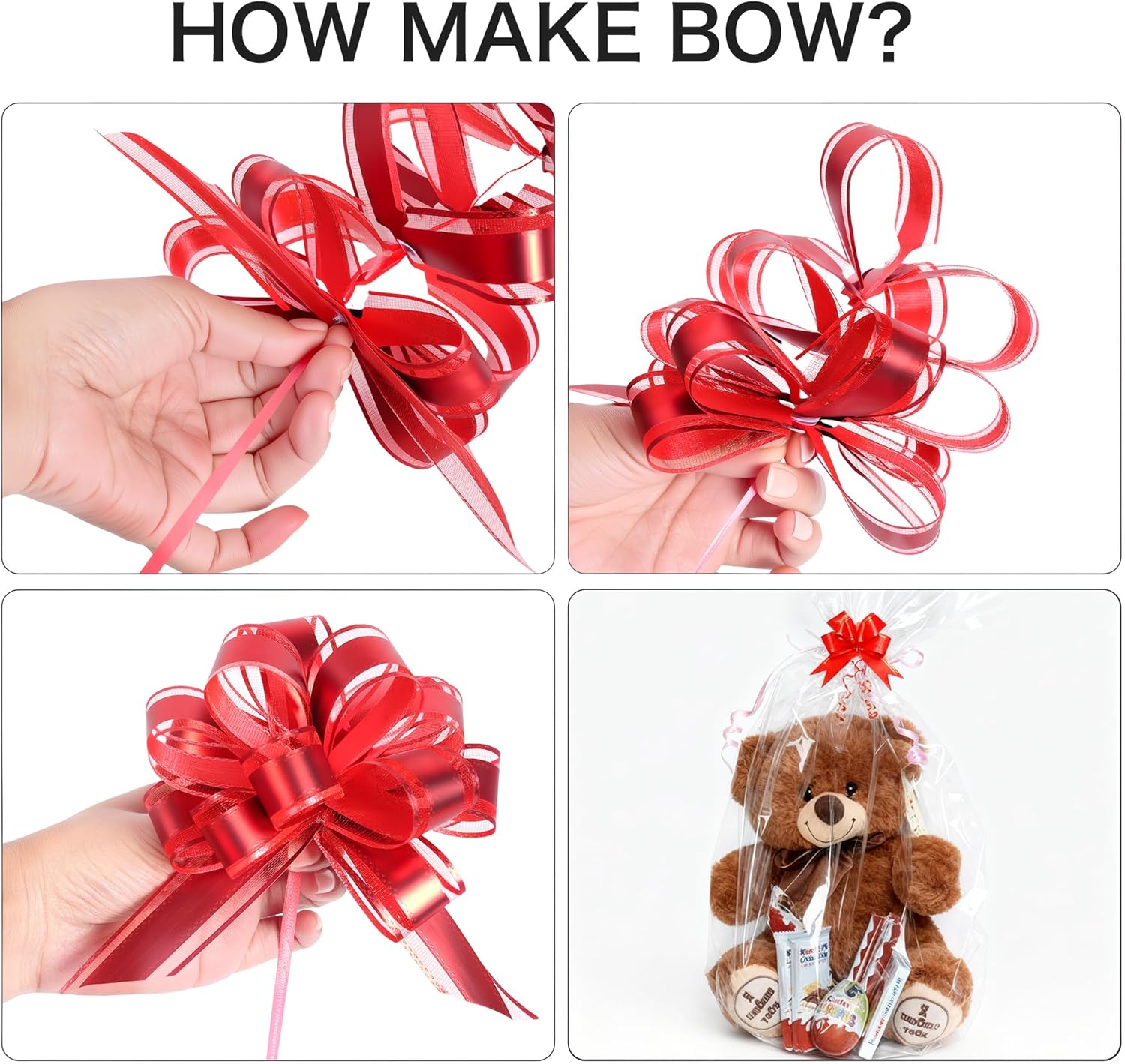 Thumbnail 2 de 5 Extra Large Cellophane Wrap for Hampers (100cm × 70cm) with 5 Pull Bows – Clear Gift Bags for Hampers