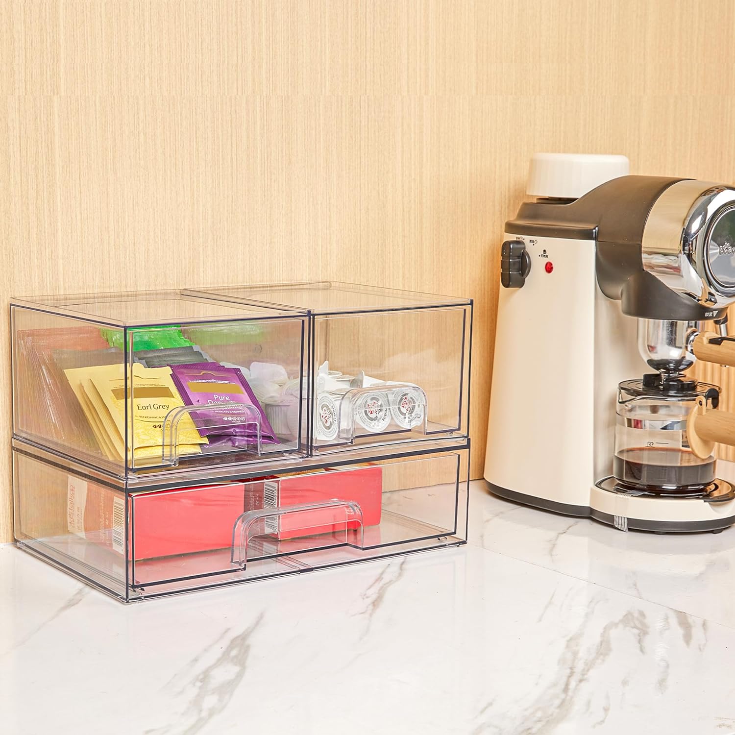 Thumbnail 3 de Vtopmart 3 Pack Clear Stackable Storage Drawers for Vanity, Bathroom & Pantry