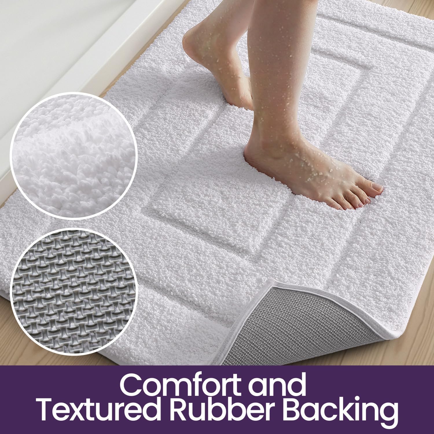 Detalle 2 de DEXI Bath Mat 50 x 80 cm: Extra Soft Microfibre, Non-Slip, Machine Washable