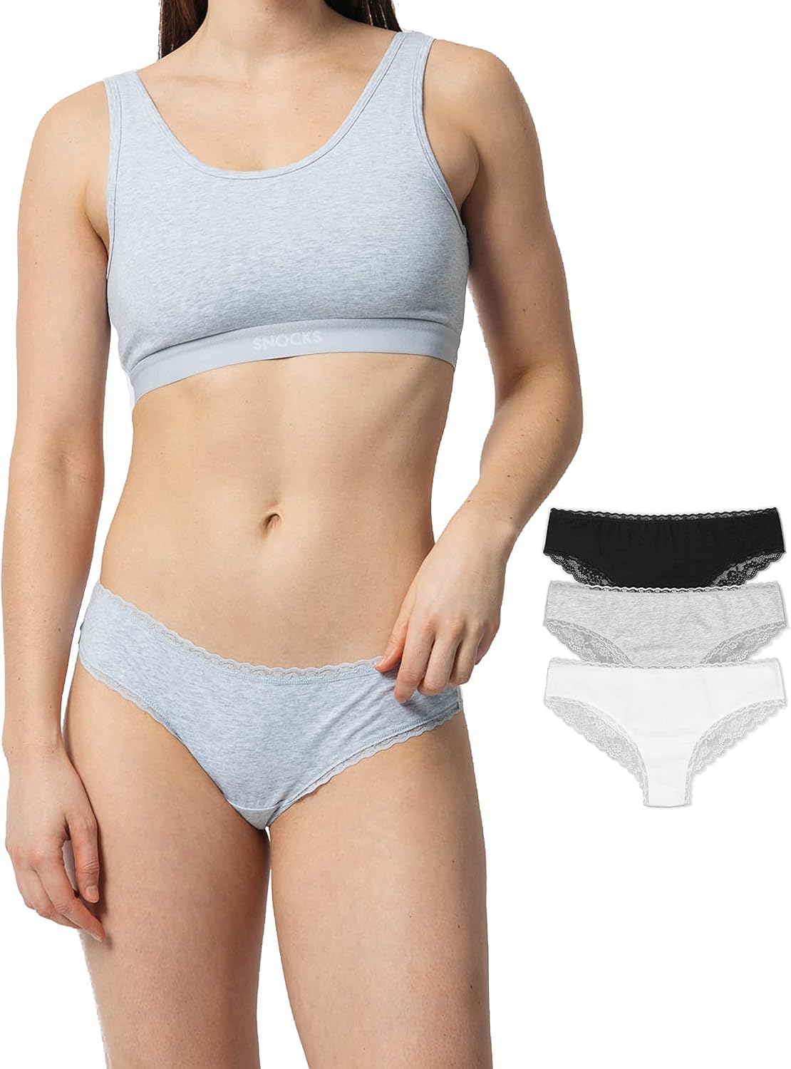 Detalle 2 de Snocks Lot de 3 culottes brésiliennes en dentelle (XS-XL) – confort et élégance au quotidien