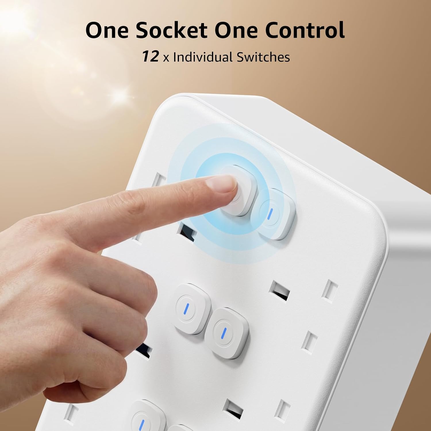 Thumbnail 3 de Tower Extension Lead with USB Slots: 12-Way, 2m UK Power Strip