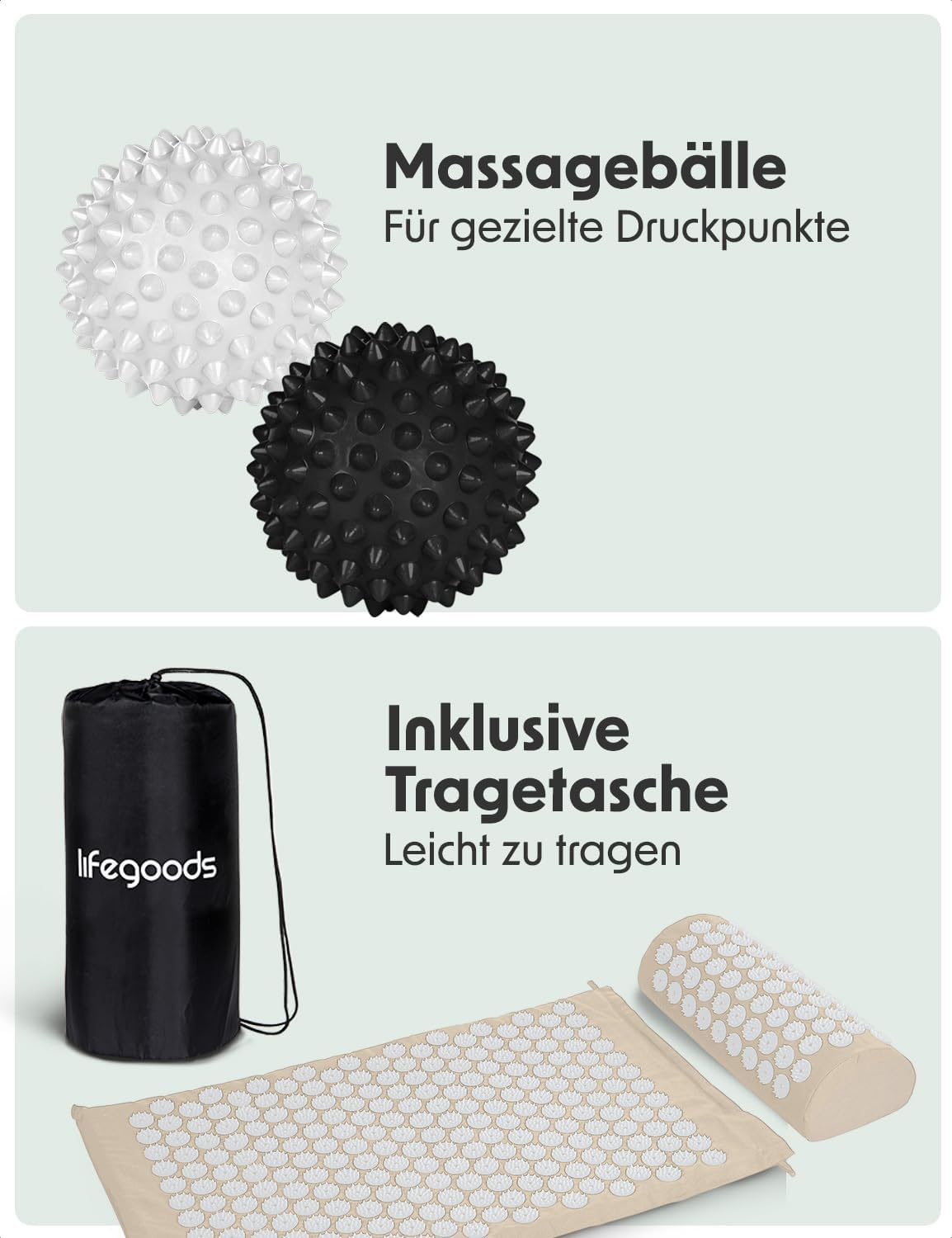 Thumbnail 5 de LifeGoods Akupressurmatte mit Kissen – Akupunktur-/Schmerz- & Stressmassage für Rücken und Nacken