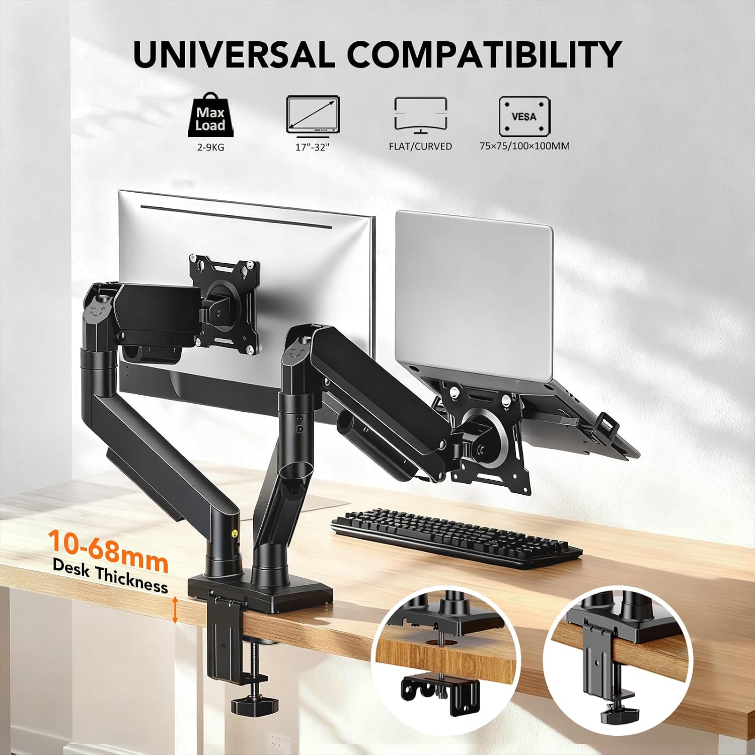 Detalle 2 de Hemudu Dual Monitor Arms for 17–32 Inch Screens