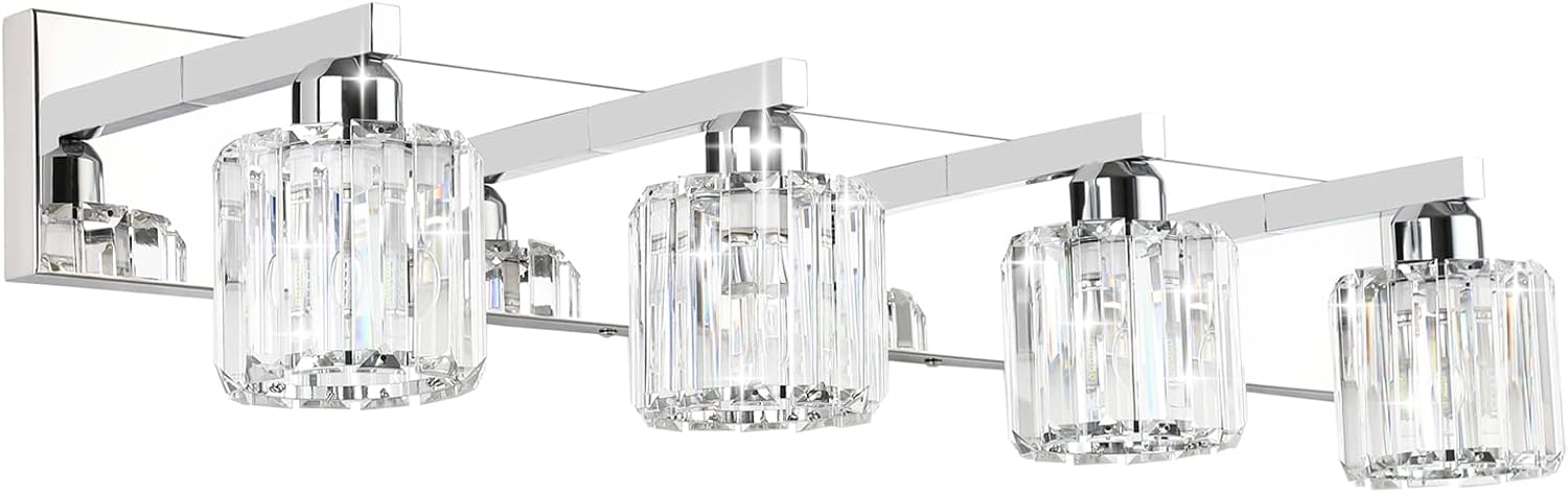 Detalle de Aipsun 8460 Crystal Bathroom Vanity Light, 4-Light Wall Fixture