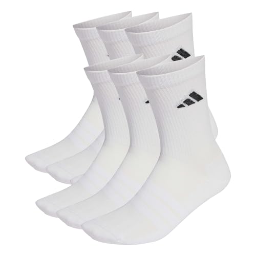 Detalle de adidas Unisex Adult Cushioned Crew Socks 6 Pair Pack | taglia 45-48, bianco/bianco/nero