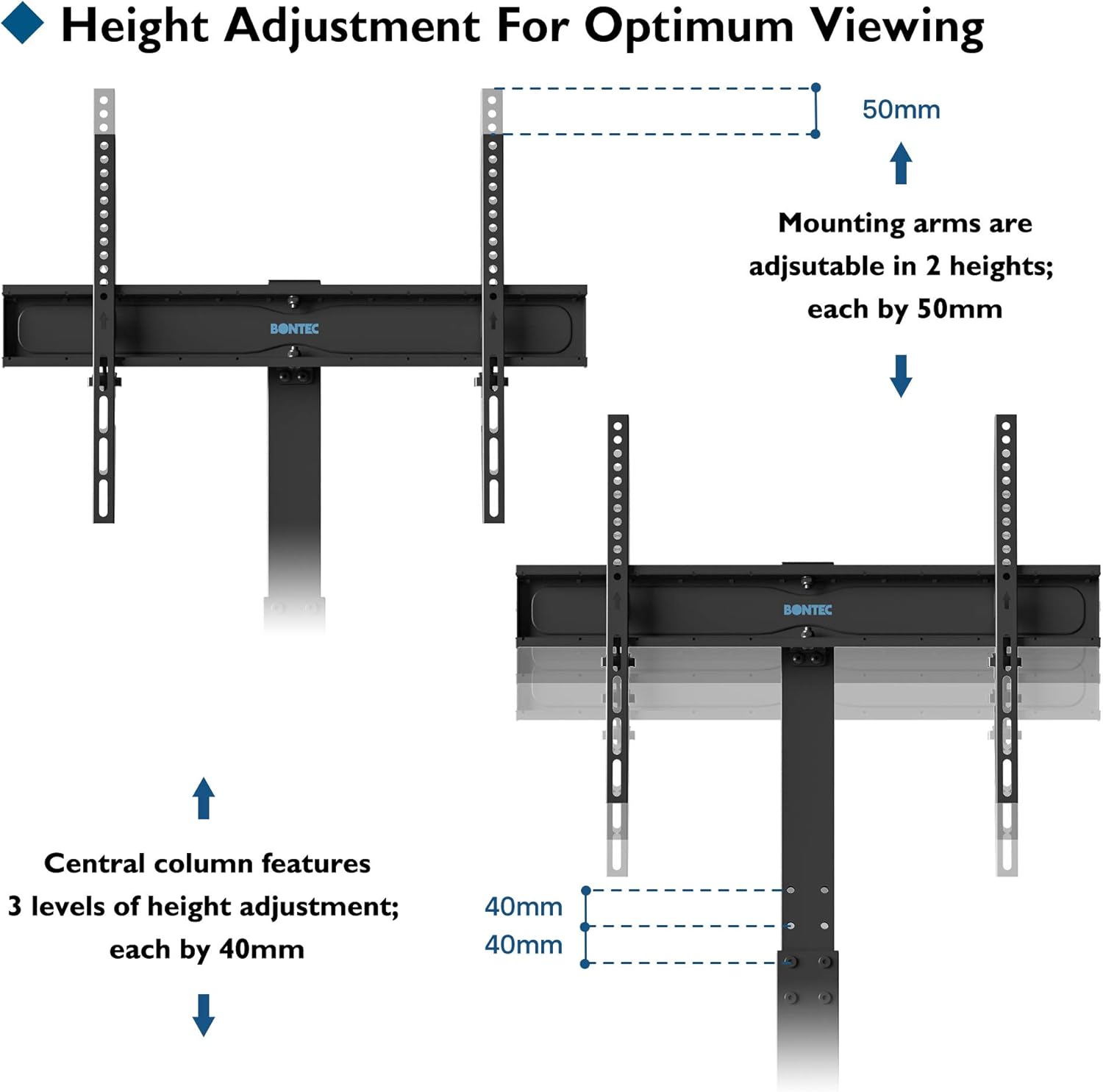 Thumbnail 1 de BONTEC Universal TV Stand 30–70 inch, height adjustable