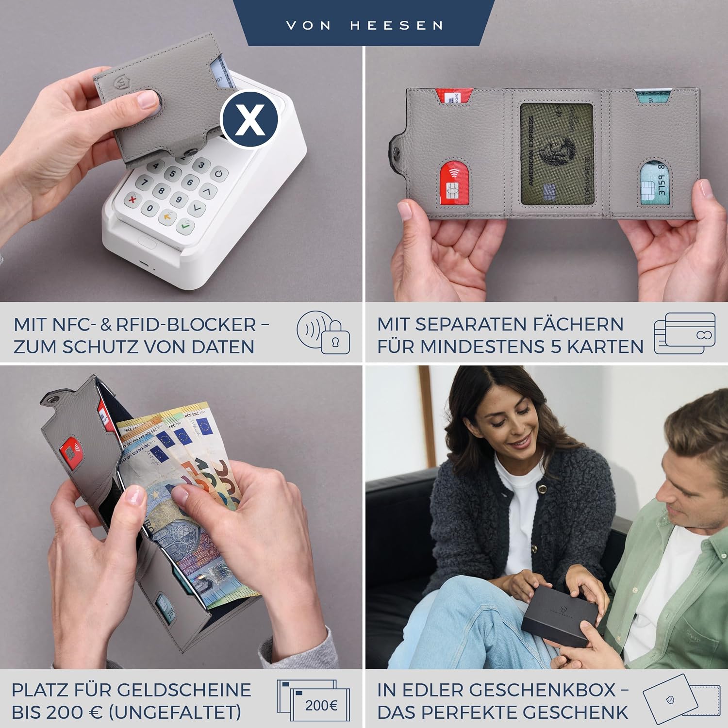Thumbnail 1 de VON HEESEN Slim Wallet Kartenetui mit RFID Schutz
