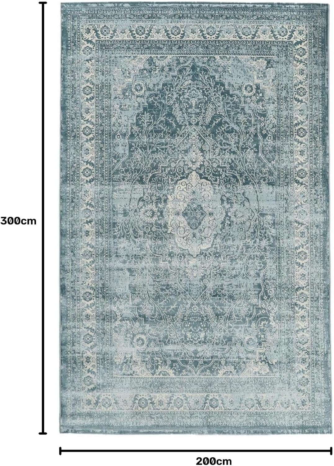 Detalle de RugVista Jacinda Oriental Rug, 200 x 300 cm, Light Blue, Low Pile
