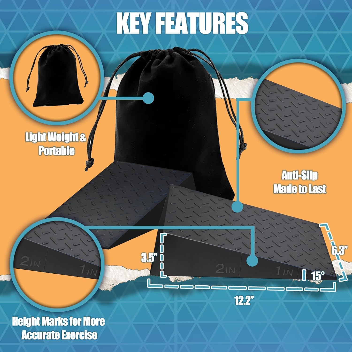 Thumbnail 1 de HarderWill Squat Block-01 Squat Wedges, 2-Piece Textured Heel Elevators
