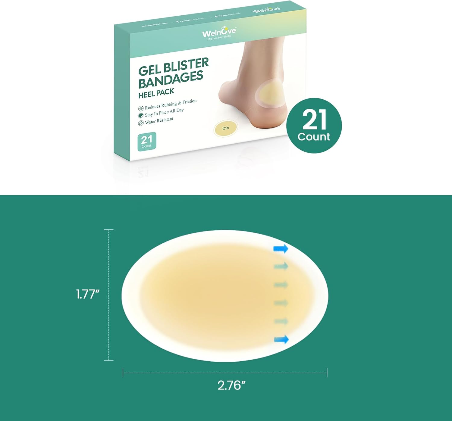Thumbnail 6 de Welnove 21 Pieces Blister Plasters for Feet – Invisible Hydrocolloid Gel Bandages