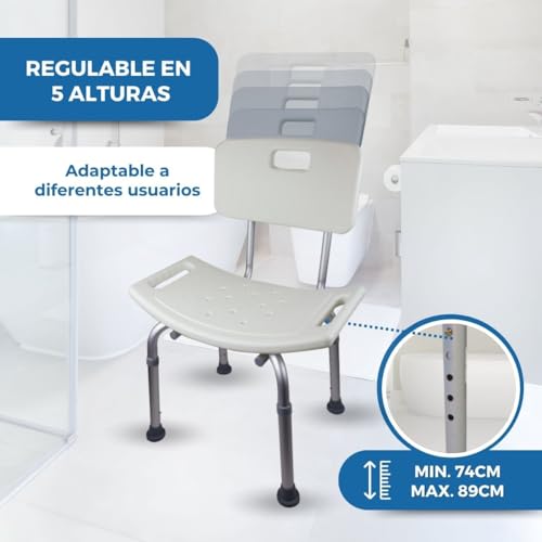 Detalle 1 de Mobiclinic® Silla de Ducha Regulable con Antideslizantes