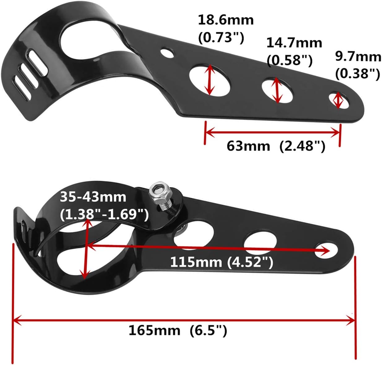 Detalle de OSAN Motorcycle Headlight Mount Brackets 35mm-43mm Fork Ear for Chopper Café Racer (Black)