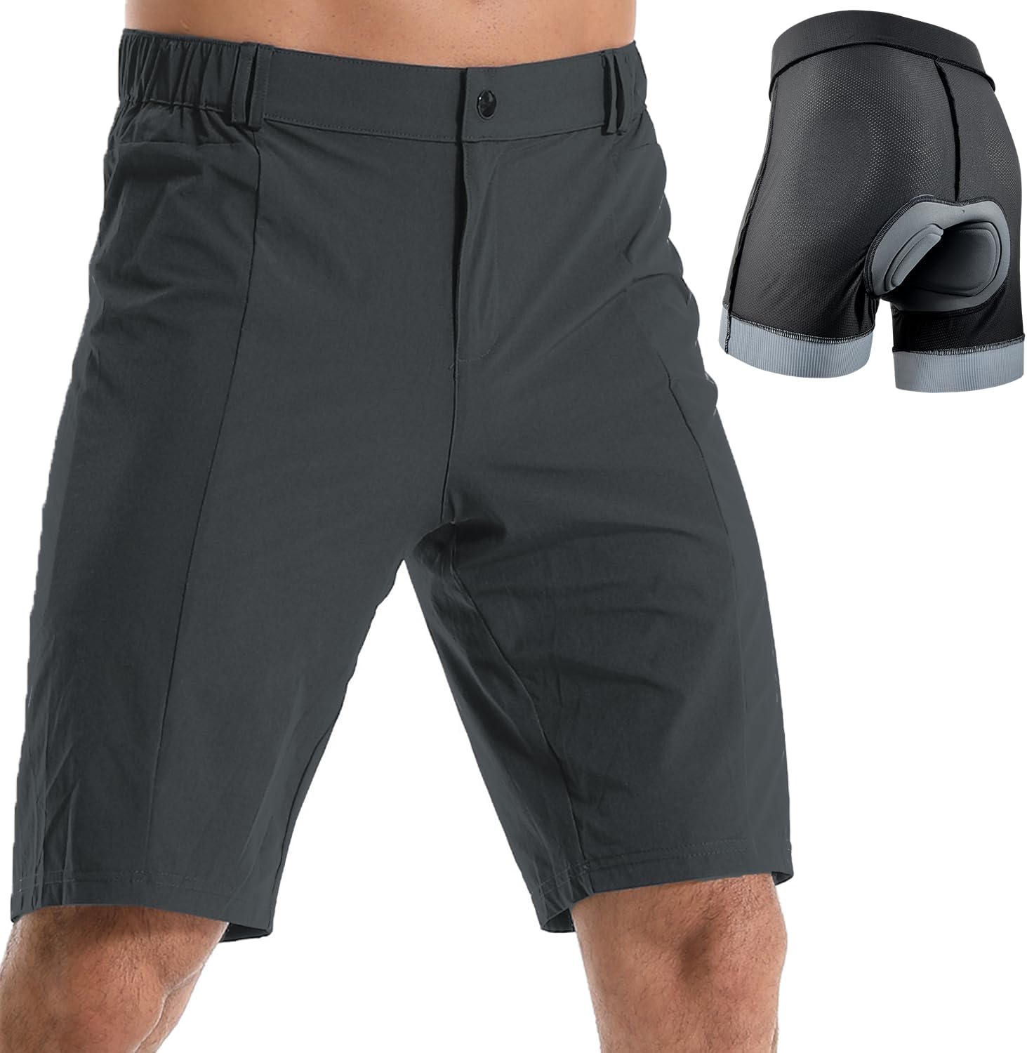 Detalle 2 de Wulibike Transit 2-in-1 MTB-Radhose für Herren – kurze Baggy-Shorts mit gepolstertem Einsatz
