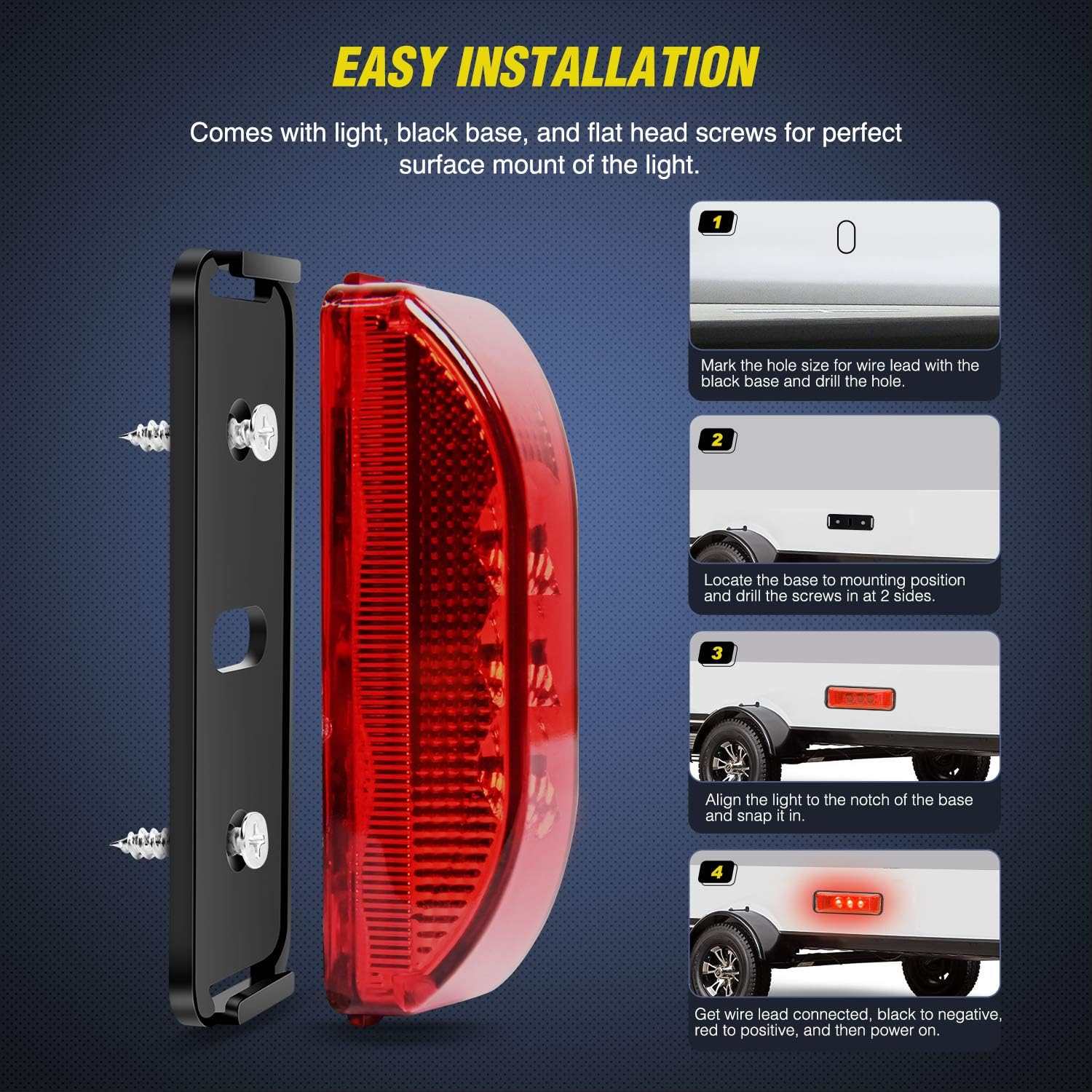 Thumbnail 4 de Nilight TL-32 3 LED Trailer Red Marker Lights 🚚