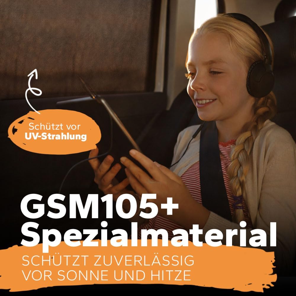 Detalle de Sonnenschutz Auto Baby GSM105+ Nylon – zertifizierter UPF+ UV-Schutz fürs Seitenfenster