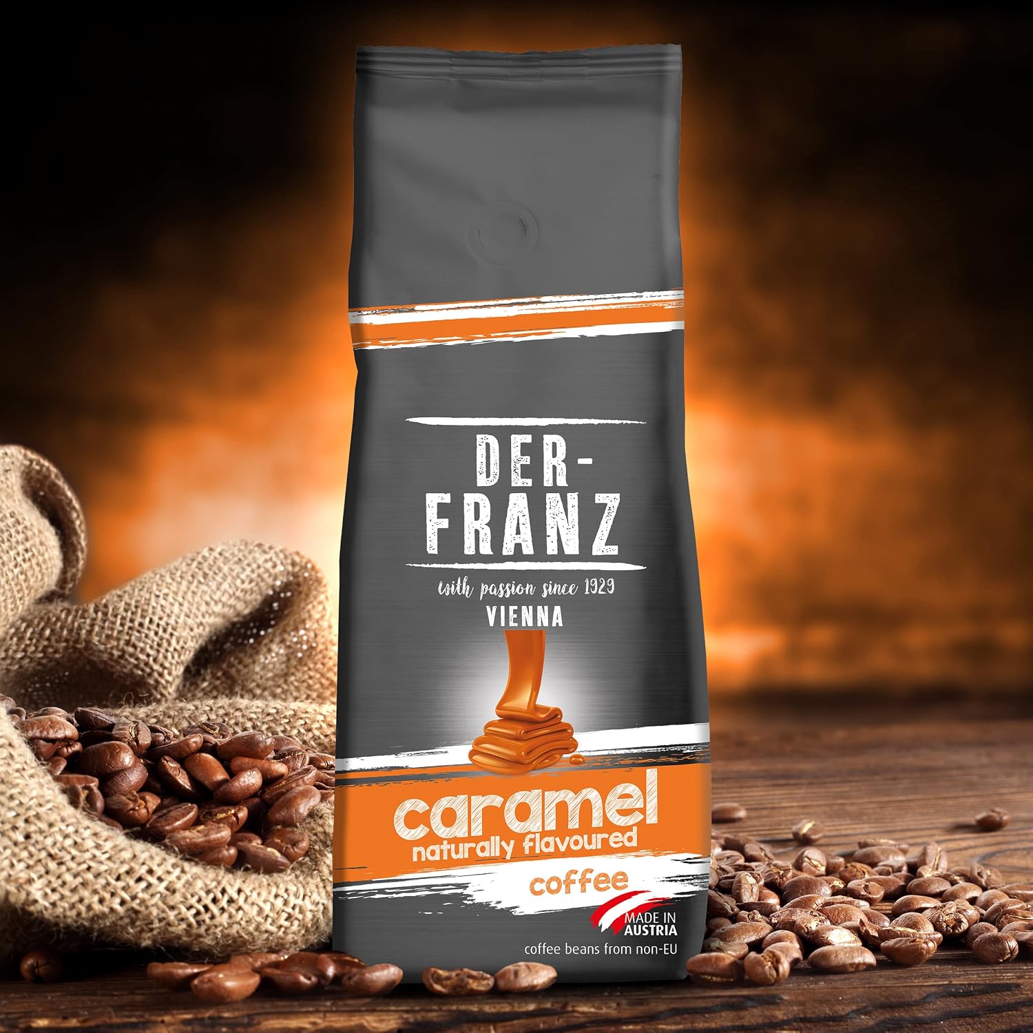 Detalle de DER-FRANZ Kaffee aromatisiert mit Karamell, gemahlen – 2 x 500 g