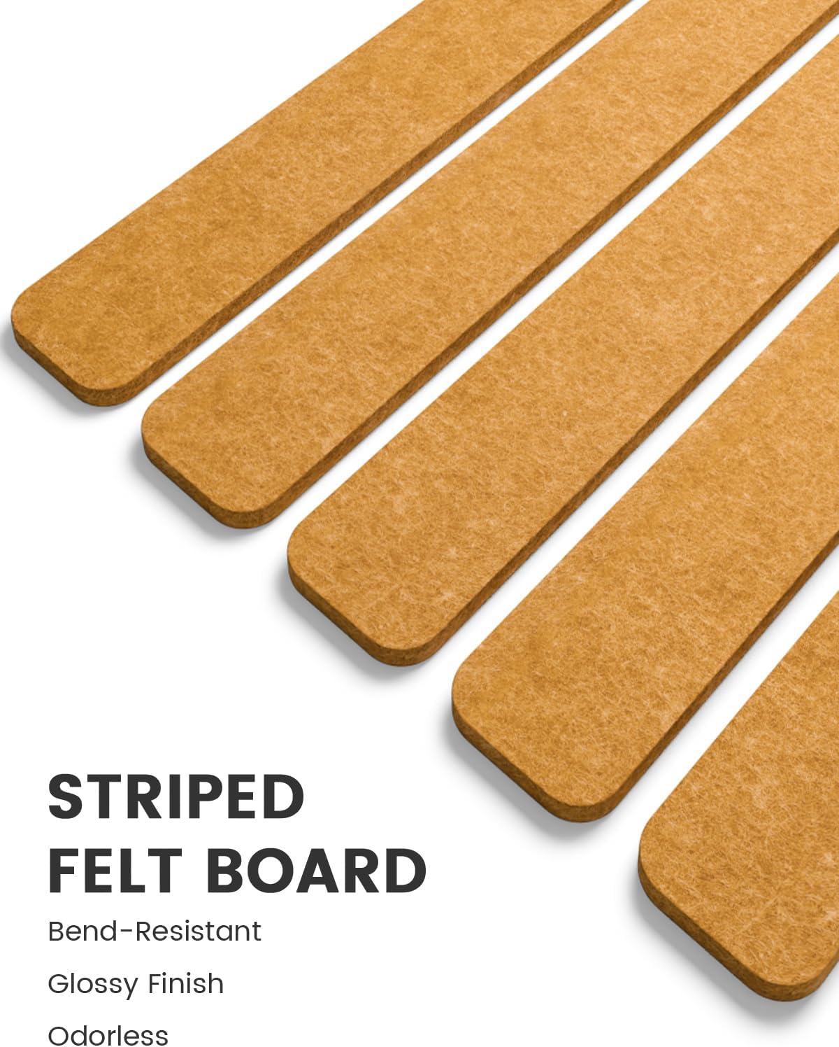 Detalle de Fluxynara Cork Board Alternative Felt Strip Board 5-Pack (33 x 5 cm) in Sunset Yellow
