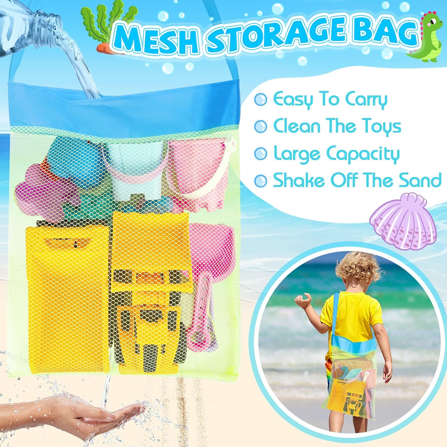 Thumbnail 4 de FHOZGECY Beach Sand Toys: 3 Construction Vehicles & 3 Collapsible Buckets for Outdoor Play