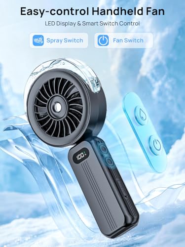 Detalle de Kssvzz Handventilator Akku mit Wasserkühlung – 6000mAh, Tragbar