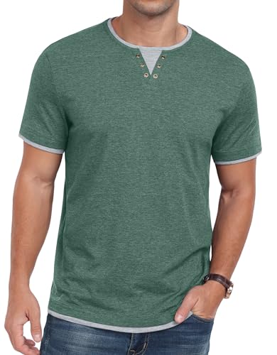 Thumbnail 3 de Hisir Camiseta de Verano para Hombre - Manga corta, cuello redondo, bloques de color Verde Claro, talla L