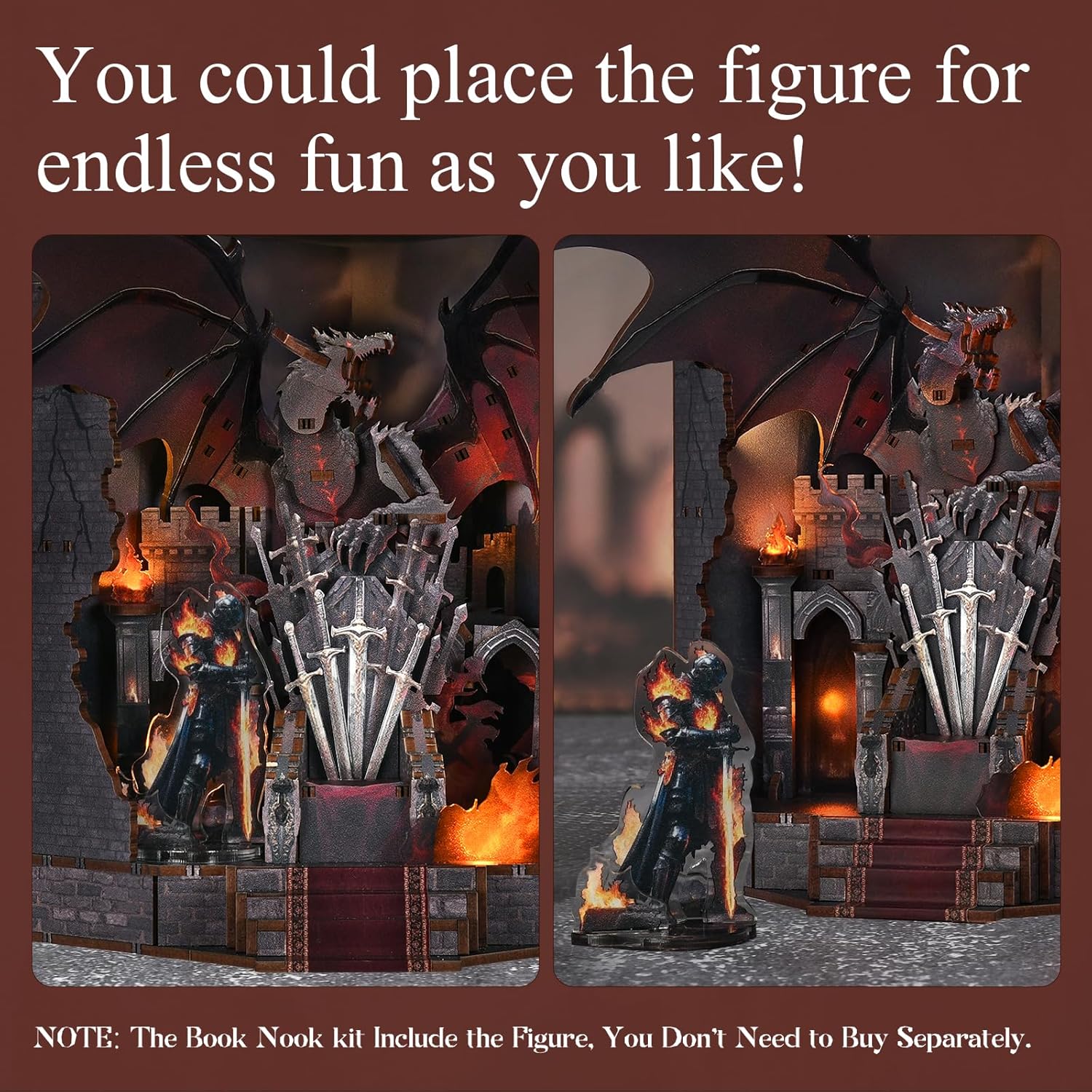 Detalle 1 de MiniCity Book Nook Kit for Adults - DIY Miniature House with LED Light, 3D Wooden Puzzle Bookend Bookshelf Decor, Collectible Gift for Family and Friends (Throne of Blade)
MiniCity Book Nook Kit for Adults - DIY Miniature Ho…