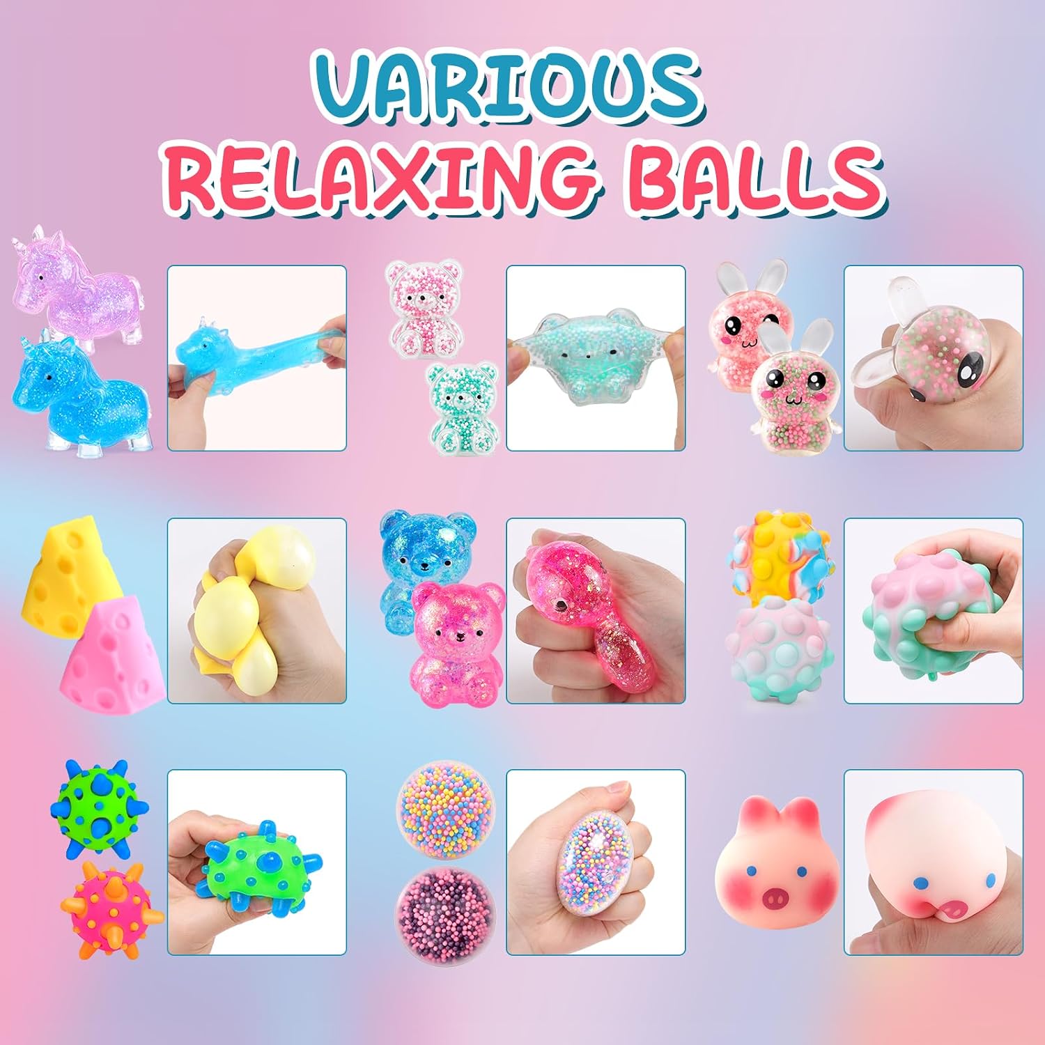 Detalle de BESNEL 54P Stress Balls, 54-Piece Assorted Squeeze Toy Set