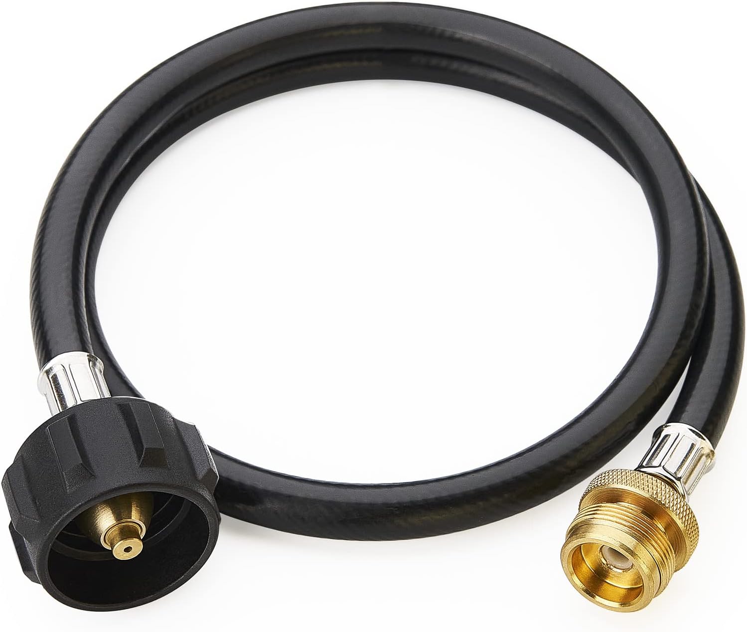 Detalle de CALPOSE Propane Adapter Hose for 1lb Appliances, Rubber Hose and Brass Fittings