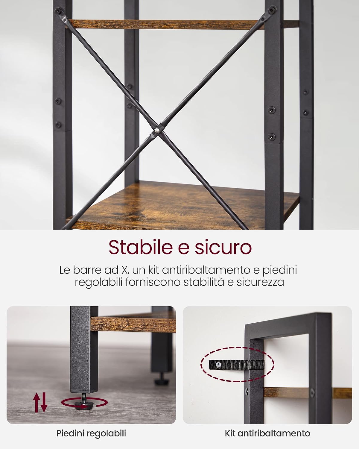 Thumbnail 4 de VASAGLE Scaffale a 6 ripiani LLS101B01 in stile industriale (30 x 40 x 186 cm)
