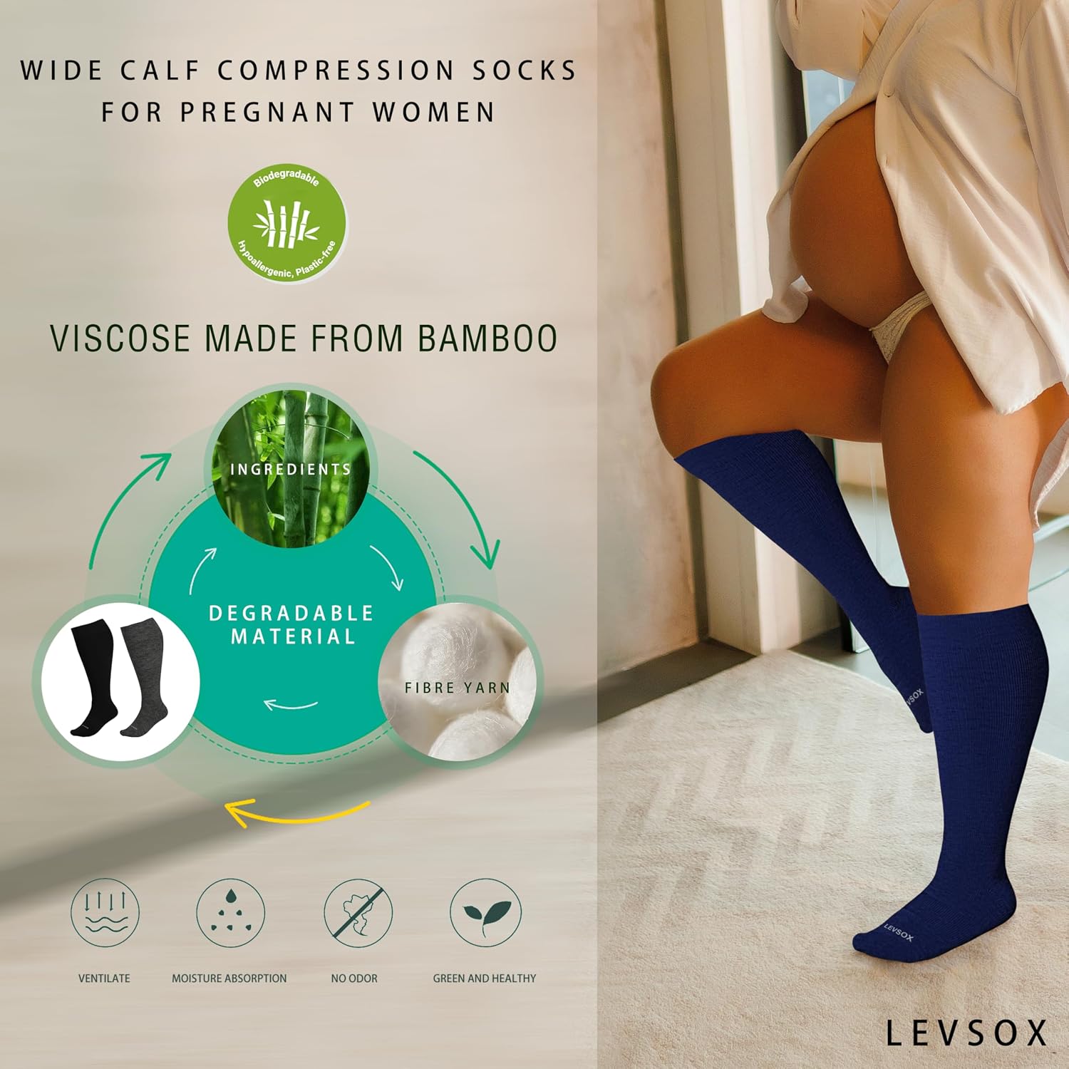 Detalle de LEVSOX Compression Socks, 15-20 mmHg