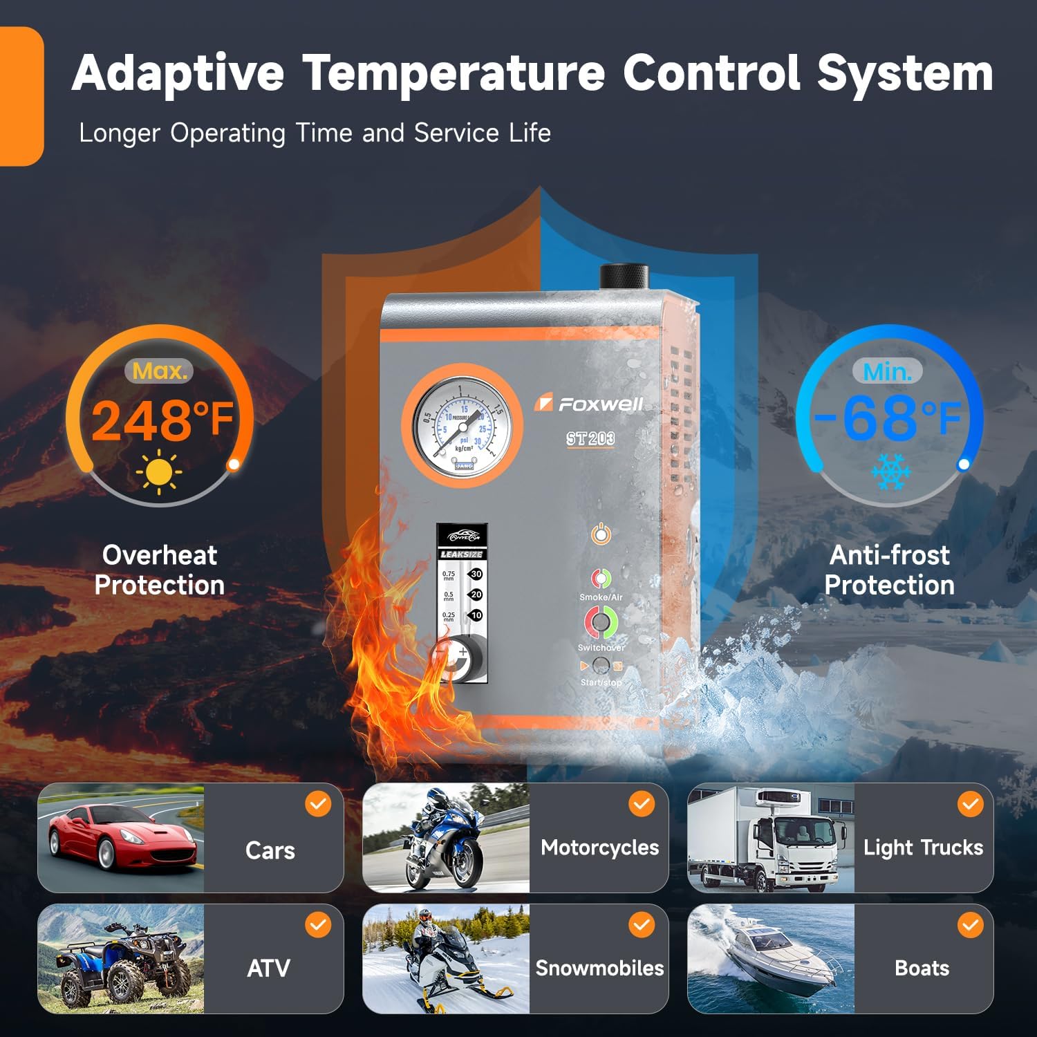 Thumbnail 6 de Foxwell ST203 car EVAP smoke tester with dual-mode vacuum/smoke diagnostics